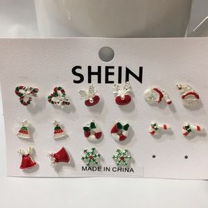 Christmas stud earrings eight pairs
